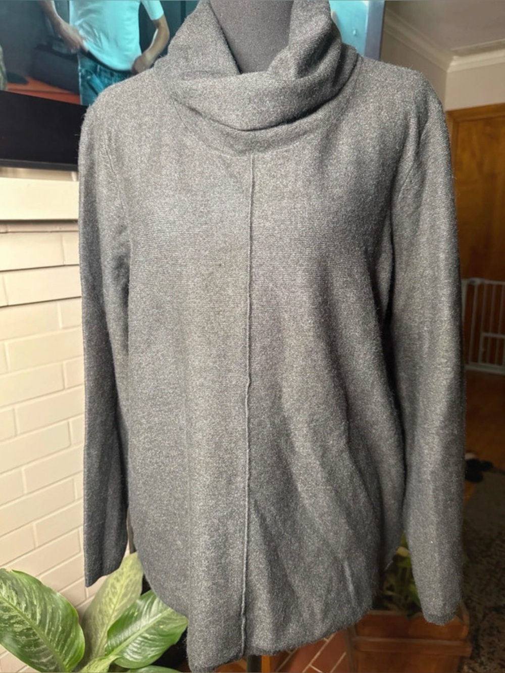 Calvin Klein Jeans Heather Gray Cowl Neck Sweater